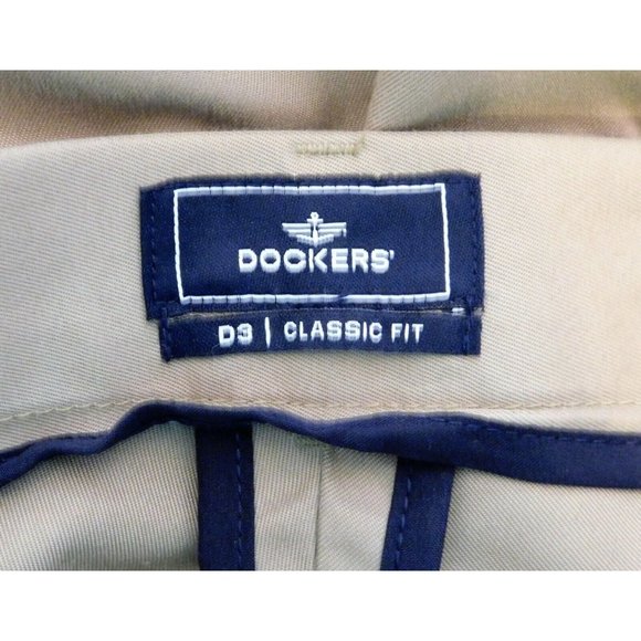 Dockers D3 Pants 40x32 Actual W42 Classic Fit Khaki Tan Flat Front Adj Waist - Picture 6 of 7
